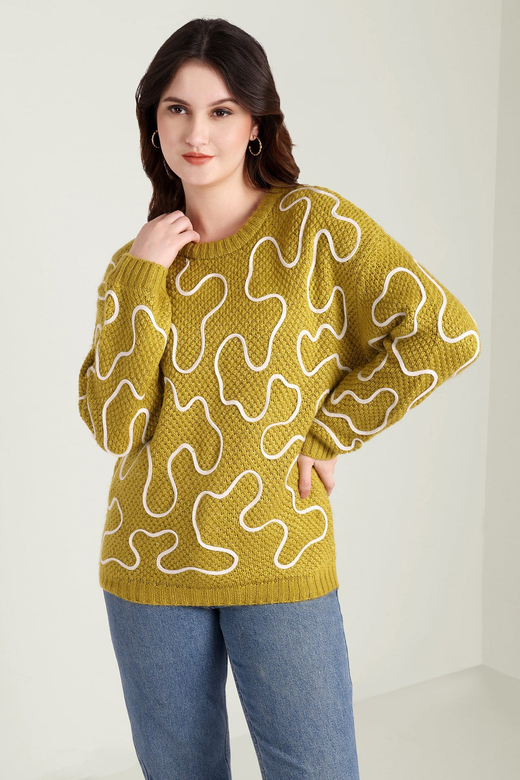 Twist of West Knitted Sweater in Yellow