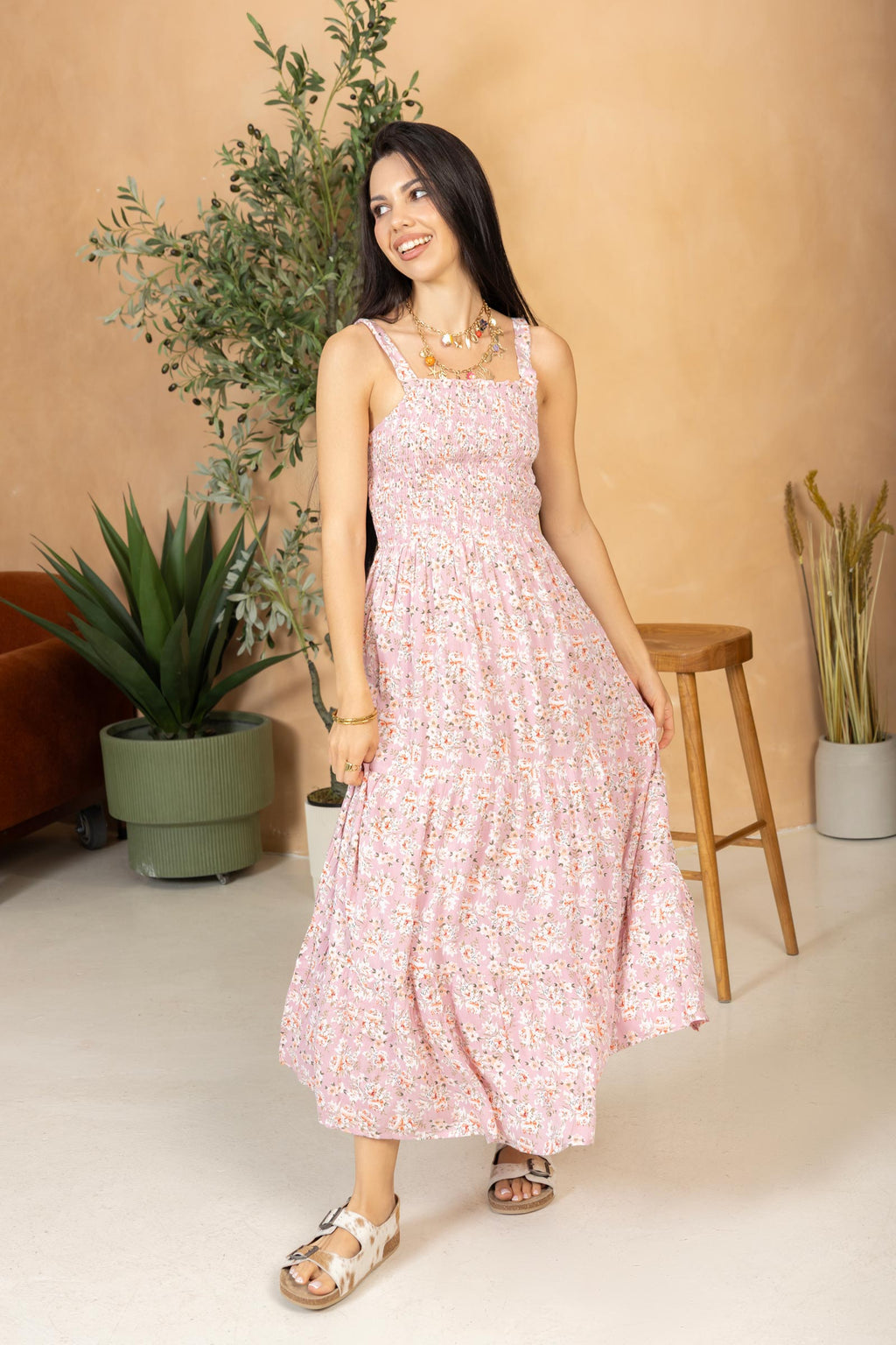 Bohera Juleebee Smocking Dress in Pink