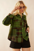 Emma Dawn Patchwork Shacket in Green