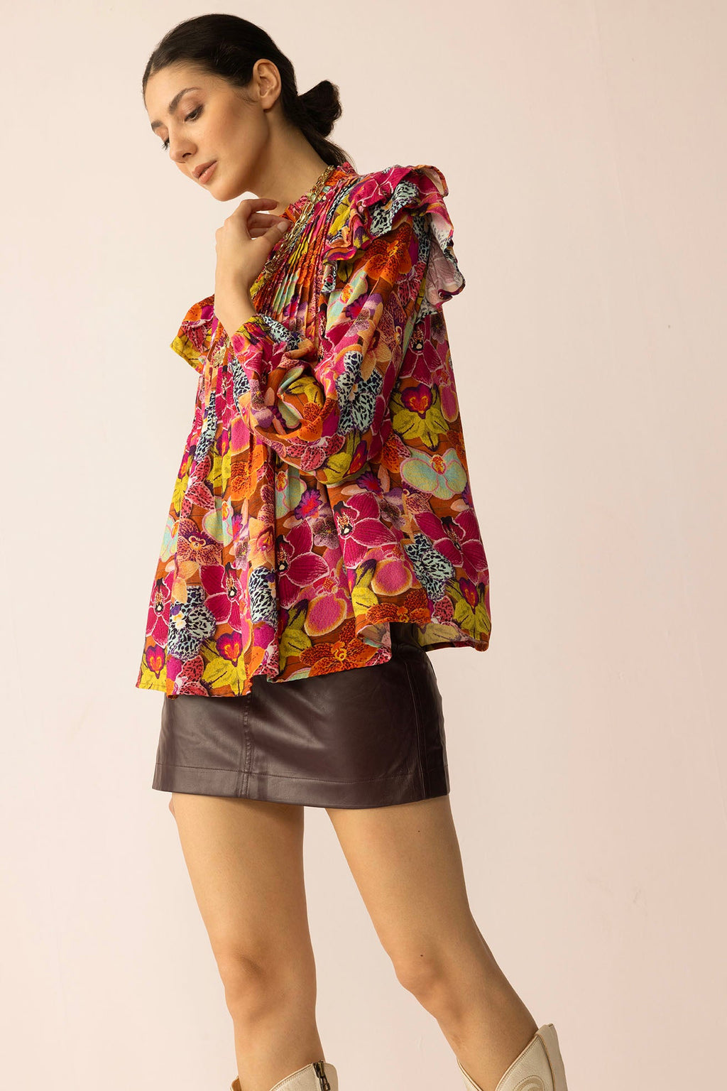 Chromaflora Highneck Top in Jungle Bloom