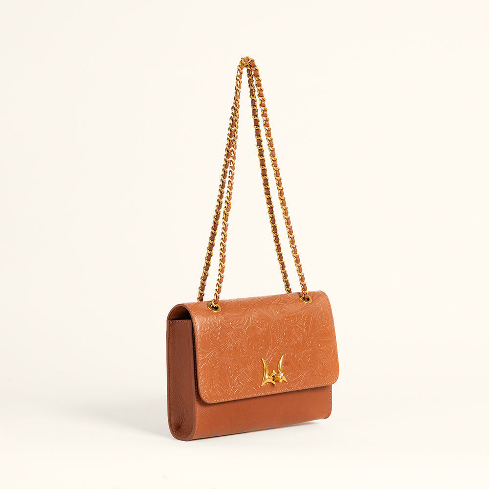 Loyal West Savi Small Embossed & Grained Leather Bag - Amber Glow