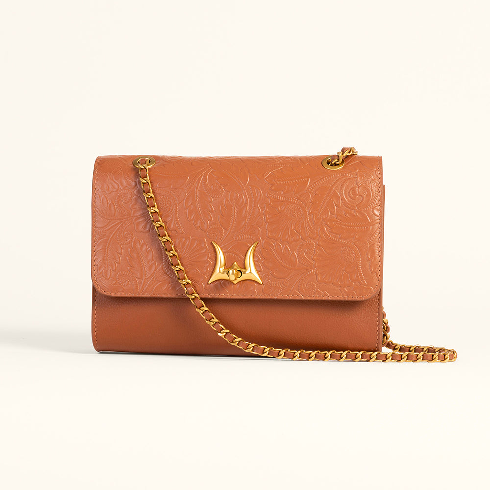 Loyal West Savi Small Embossed & Grained Leather Bag - Amber Glow