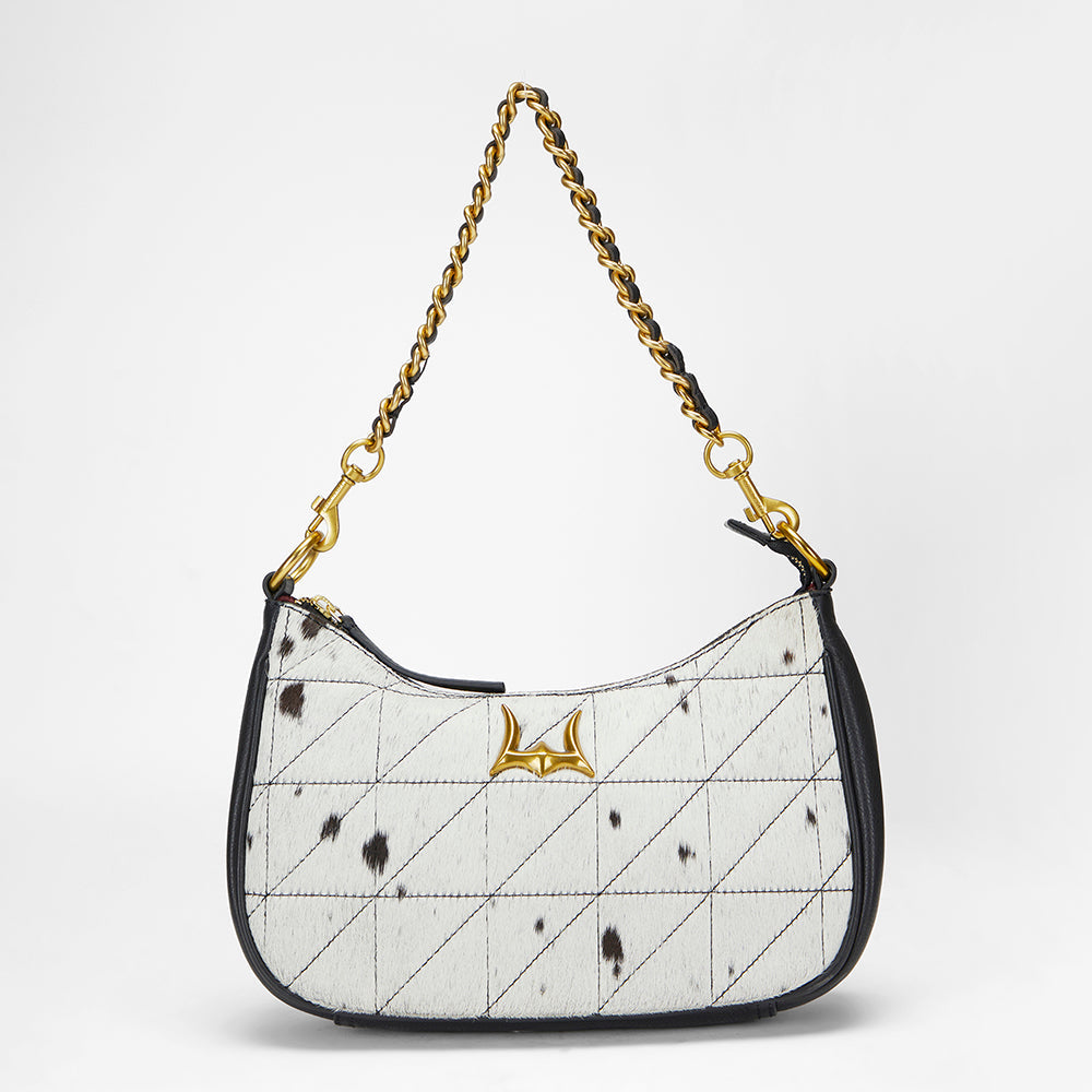 Loyal West JOE QUILTED NAPPA LEATHER BAG - BLACK & WHITE COWHIDE