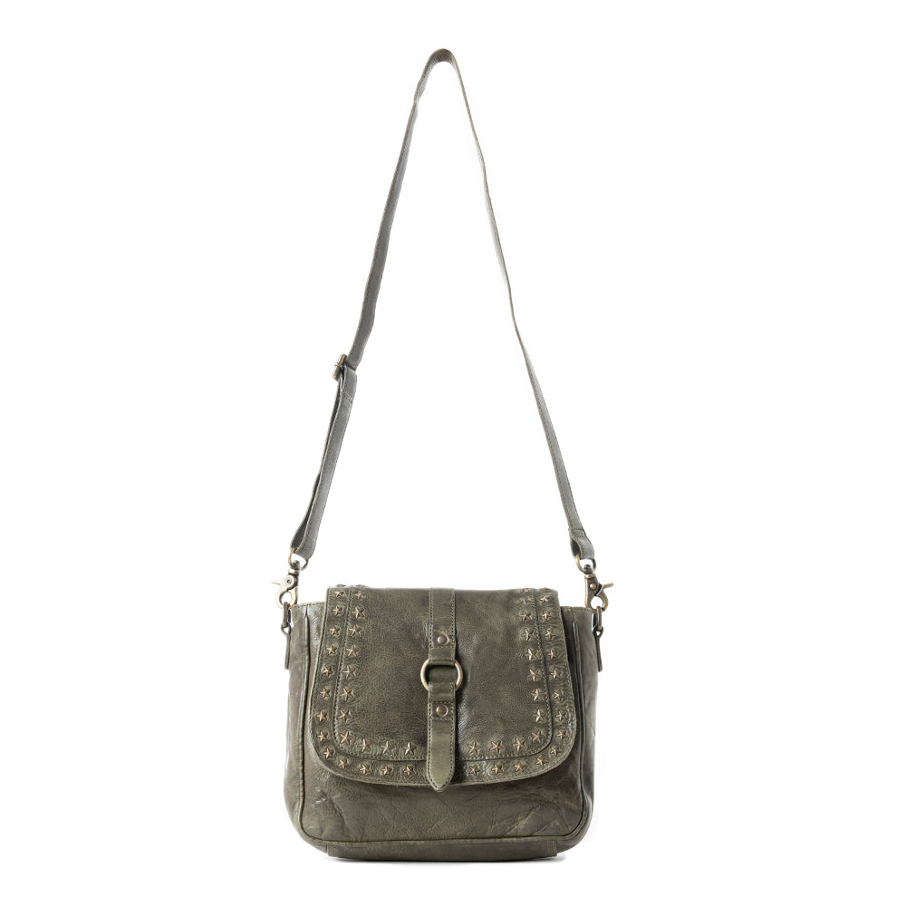 Western Scout Leather Crossbody Bag in Olive