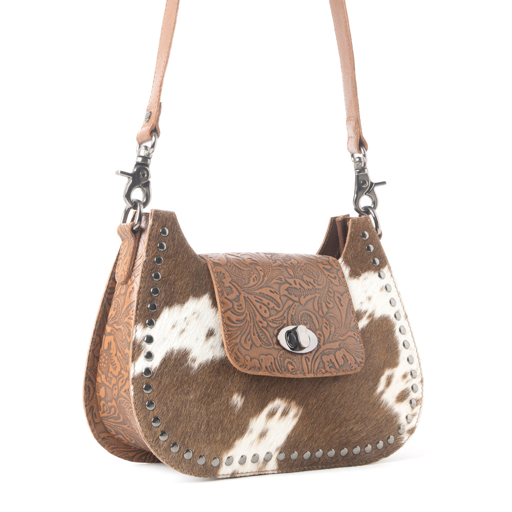 Highland Ridge Leather Bag in Rustic Oak & Winter Mist