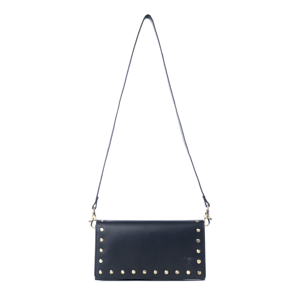Yellowstone Caldera Leather Wallet with Rivets in Ash