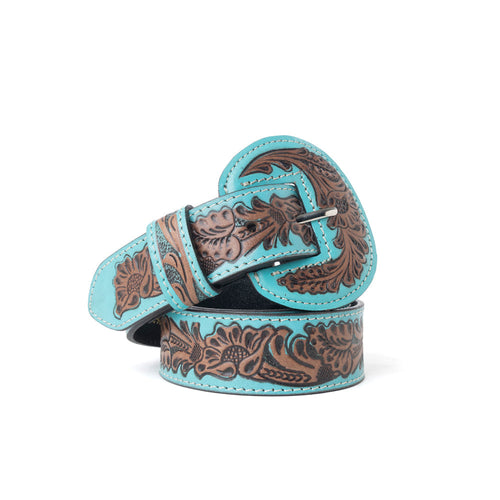 Barrel Bloom Leather Belt in Mahogany Brown