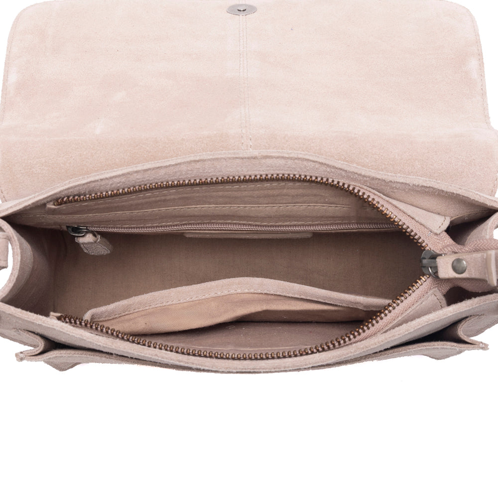 Myra Amberwood Suede Leather Boot Embroidered Leather Bag in Amber
