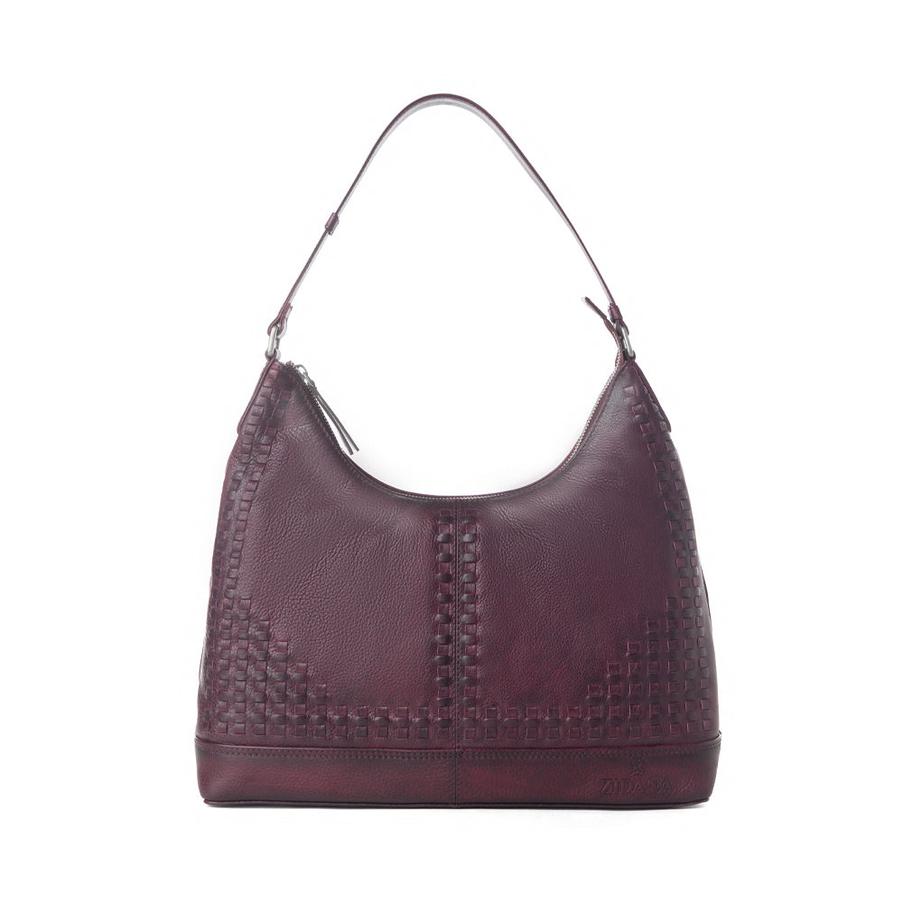 Myra Zidana Marlowe Dusk Veg Tanned Leather Bag in Deep Plum