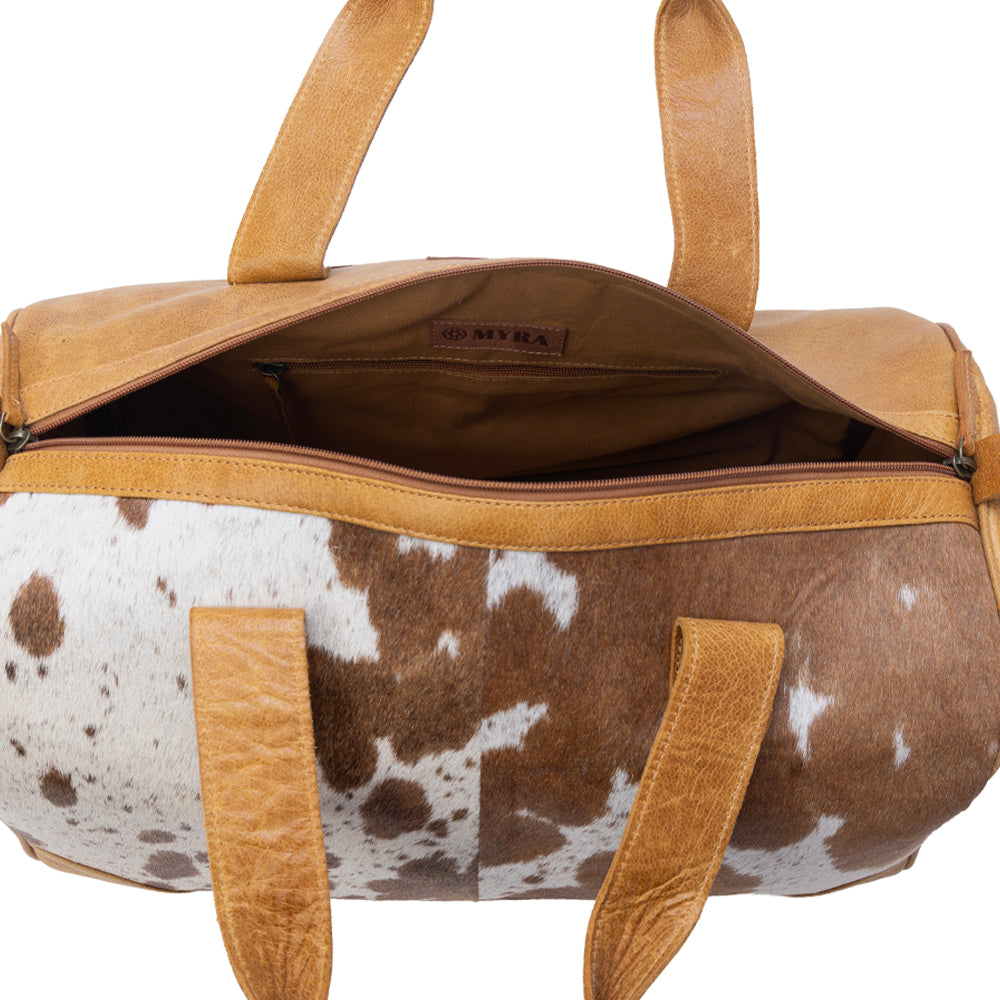 Myra Cattle Drive Men's Hairon Leather Traveller Bag in Bridle Ivory