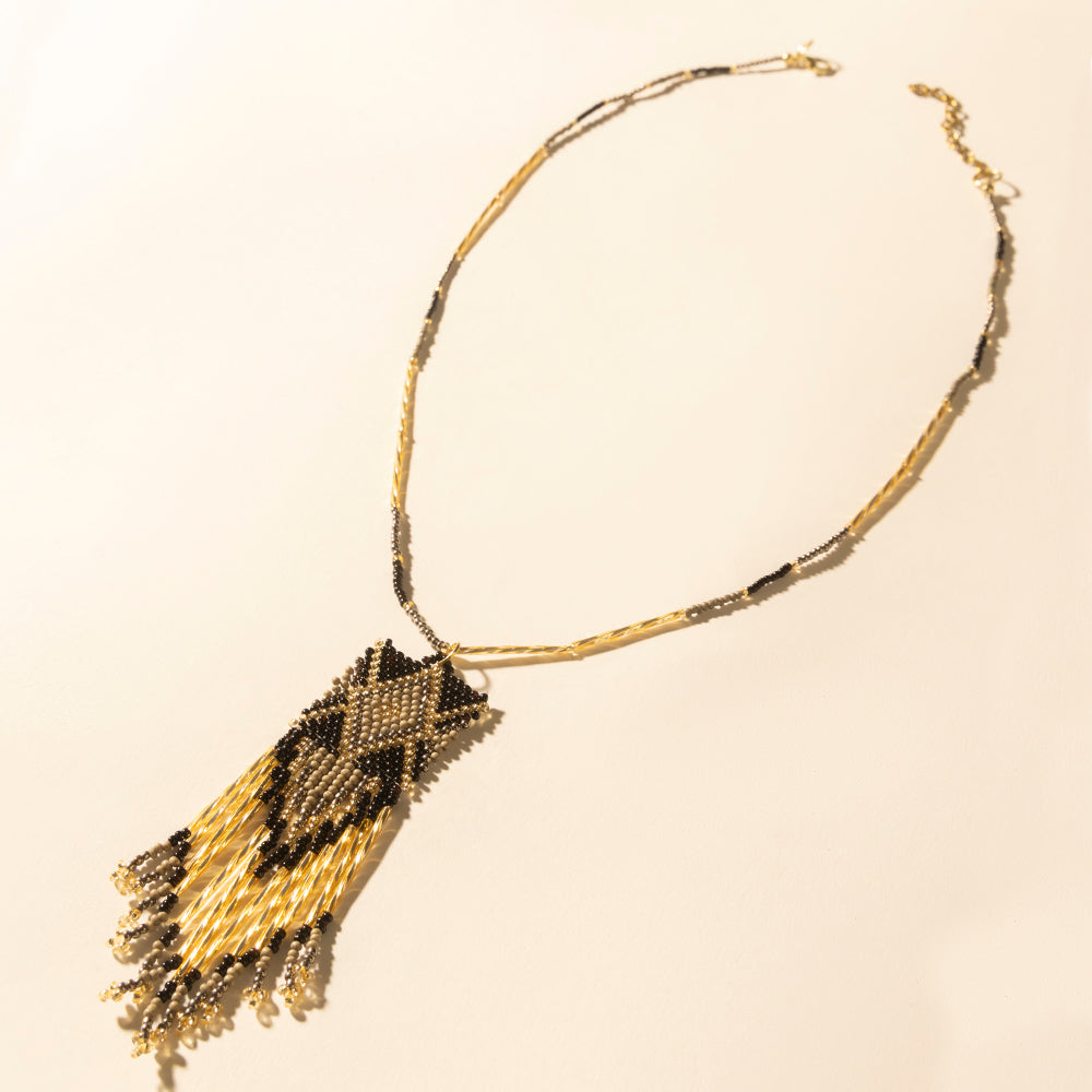Myra Sun Strung Beaded Necklace in Brown