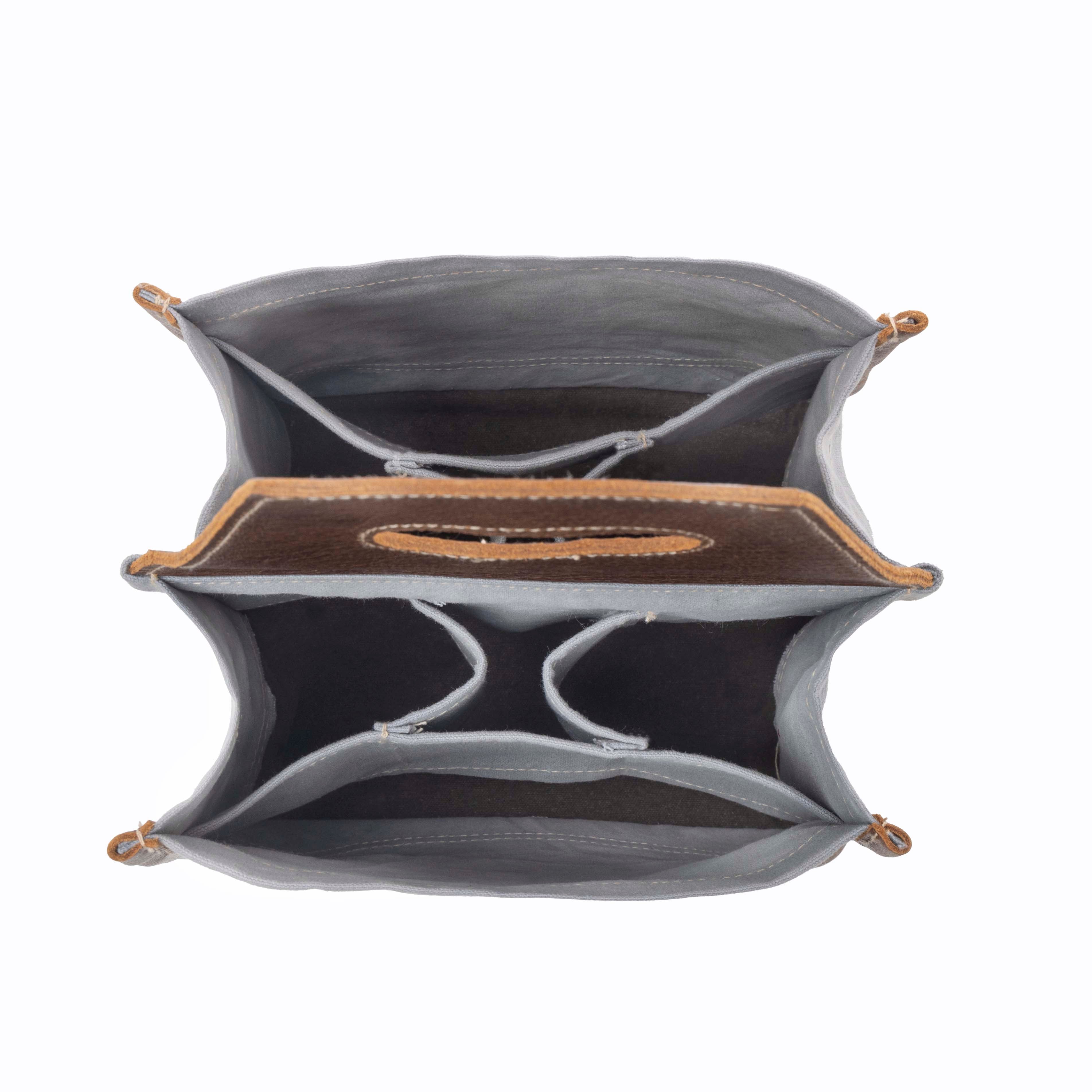 Myra Barrelcut Leather & Canvas Beer Holder in Cedar White