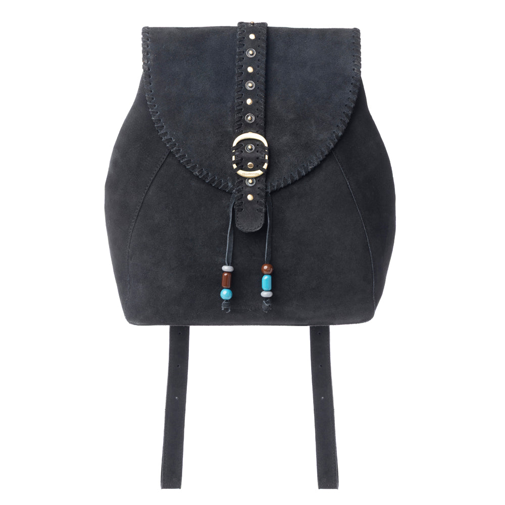 Myra Yellowstone Ironwood Studded Suede Leather Concealed Carry Bag in Shadow Black