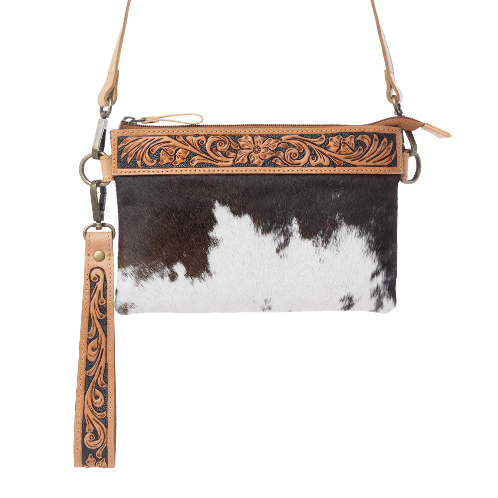 Myra Stone Barrow Hairon Leather Bag in Ochre Frost